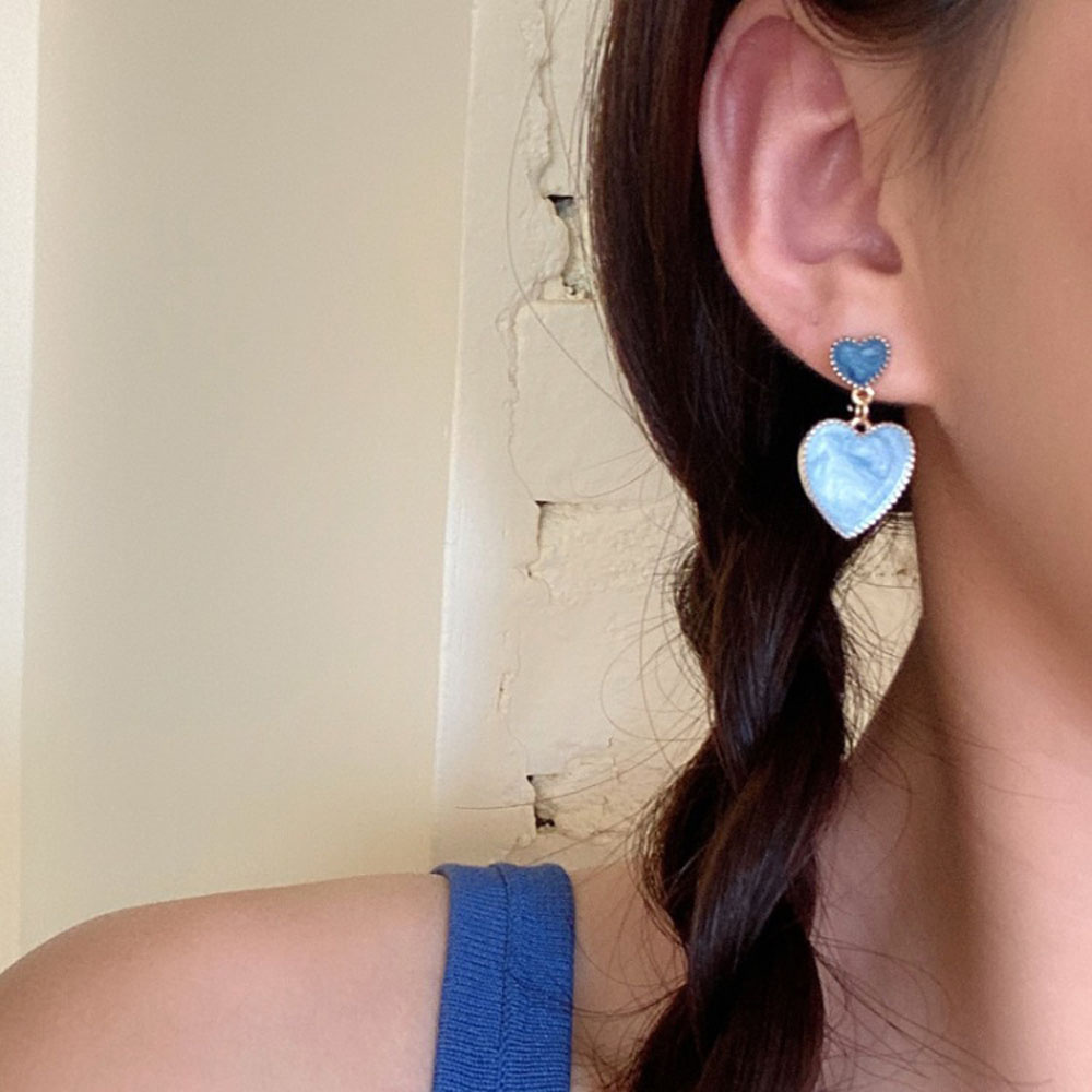 Khuyên Tai Dáng Dài Hình Trái Tim Màu Gradient Thời Trang Cho Nữ