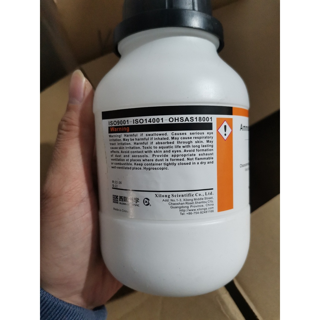 Hoá chất Ammonium chloride 99.5% Xilong amoni clorua CAS 12125-02-9 NH4Cl lọ 500g