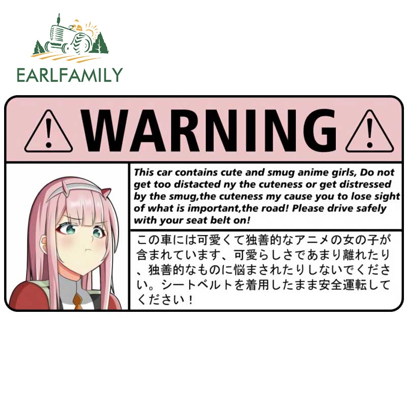 Earlfamily Hình Dán vinyl Chống Nắng 13cm x 7cm in the Franx zero two Trang Trí Xe Hơi