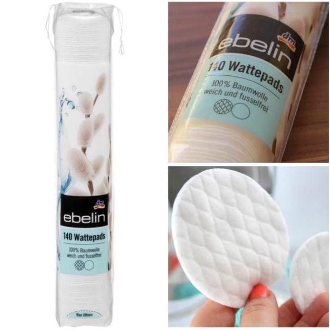 Bông tẩy trang Isana &amp; Ebelin Đức 140 miếng mềm mịn, không xơ, an toàn - Shop Viloet