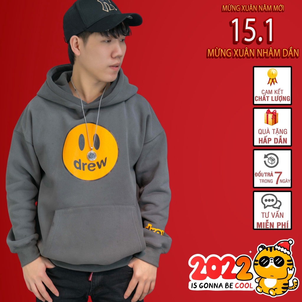 Áo Hoodie Drew House Mặt Cười Unisex Chất Nỉ Dày Dặn ,Siêu Ấm.