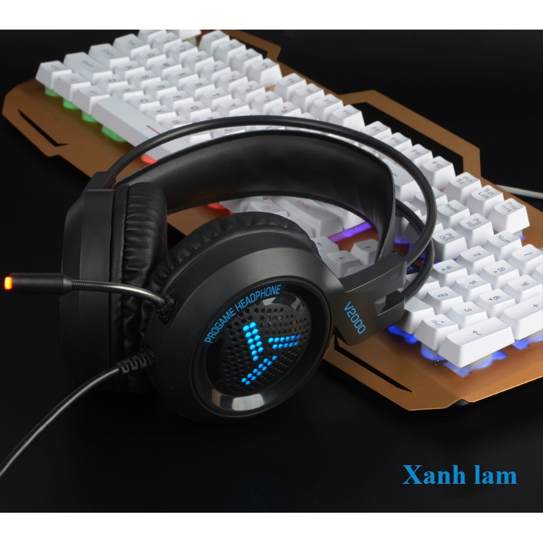 Tai nghe gaming chụp tai V2000 chuyên phòng game cổng USB âm thanh 7.1 kết nối có đèn led MIC,ÂM THANH -dc3422 | BigBuy360 - bigbuy360.vn