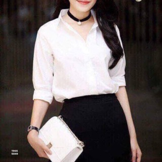 Áo sơmi nữ trơn cổ Đức