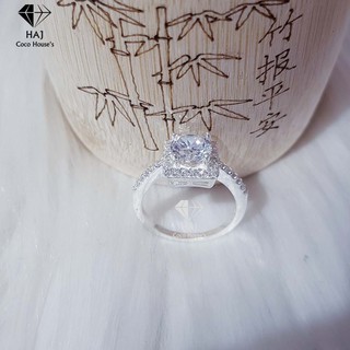 Nhẫn bạc nữ ổ đá vuông