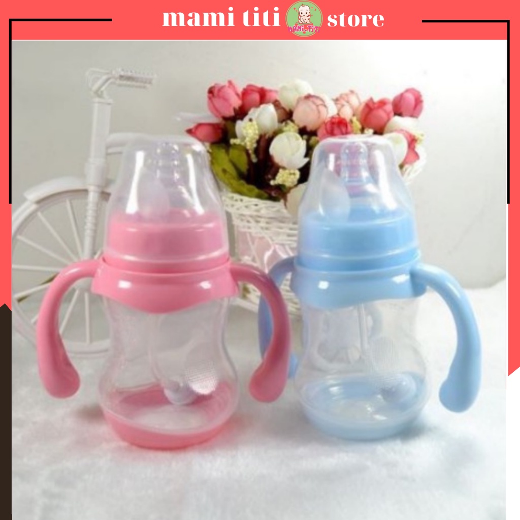 Bình sữa cho bé, bình uống nước cho bé chống sặc có tay cầm xoay 360 tiện lợi (180ml)