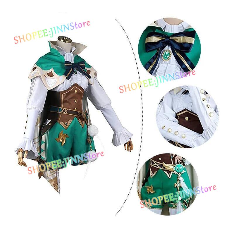Trang phục cosplay JINN Genshin Impact Venti Barbatos màu xanh lá cây