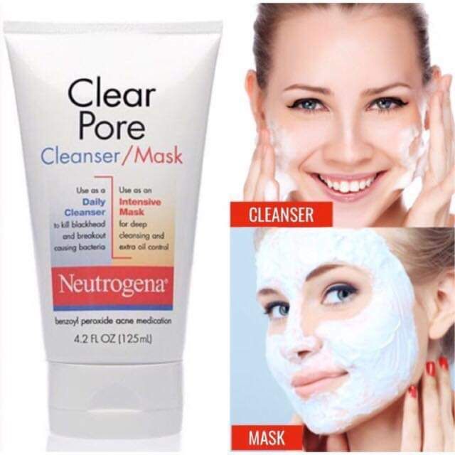 [Bill Mỹ] Sữa rửa mặt kiêm mặt nạ Neutrogena Clear Pore Cleanser/Mask 125ml