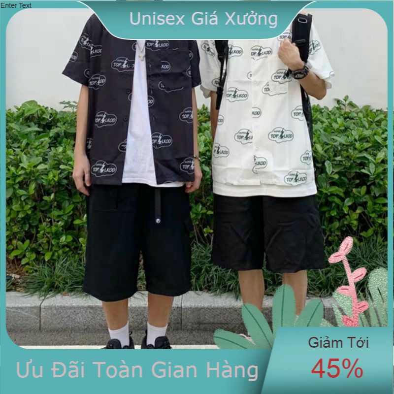 Áo Sơ Mi Tay Ngắn Unisex Cổ Bẻ Phong Cách Hàn Quốc Freesize