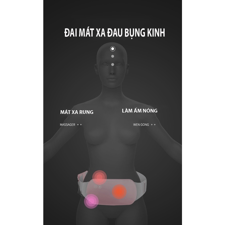 Đai Massage Làm Ấm Bụng Giảm Đau Bụng Đau Lưng Cho Phụ Nữ Đến Kì, Đai Massage Chườm Nóng Giảm Mỡ Bụng