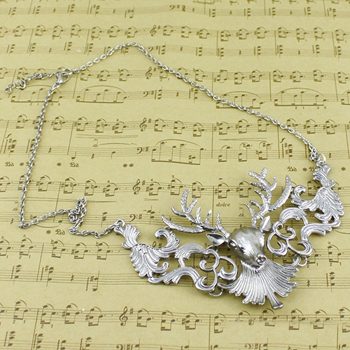 Dây chuyền hợp kim hình đầu hươu màu bạc