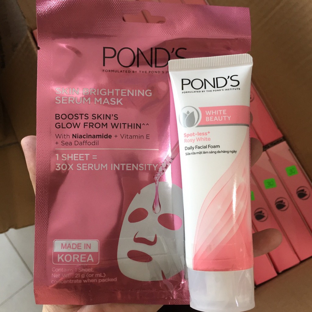 Sữa rửa mặt pond trắng hồng 50g tặng kèm mặt nạ ponds cao cấp