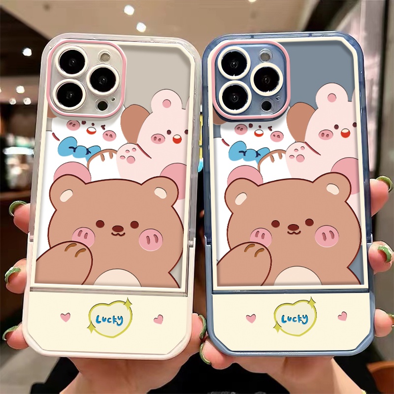 Ốp Điện Thoại Silicon TPU Mềm Trong Suốt Chống Sốc Có Giá Đỡ Cho iPhone 13 12 11 Pro X XR XS Max SE 2020 6 6S 7 8 Plus