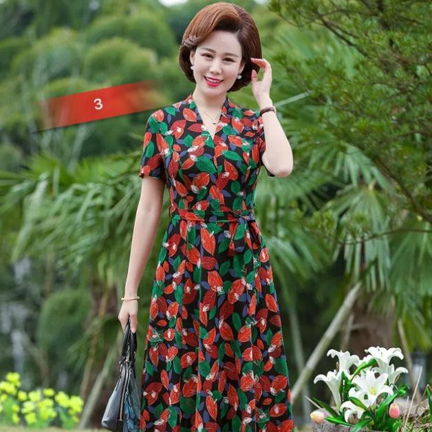 Váy trung tuổi thời trang cao cấp(ảnh thật khách mặc) hàng Quảng Châu