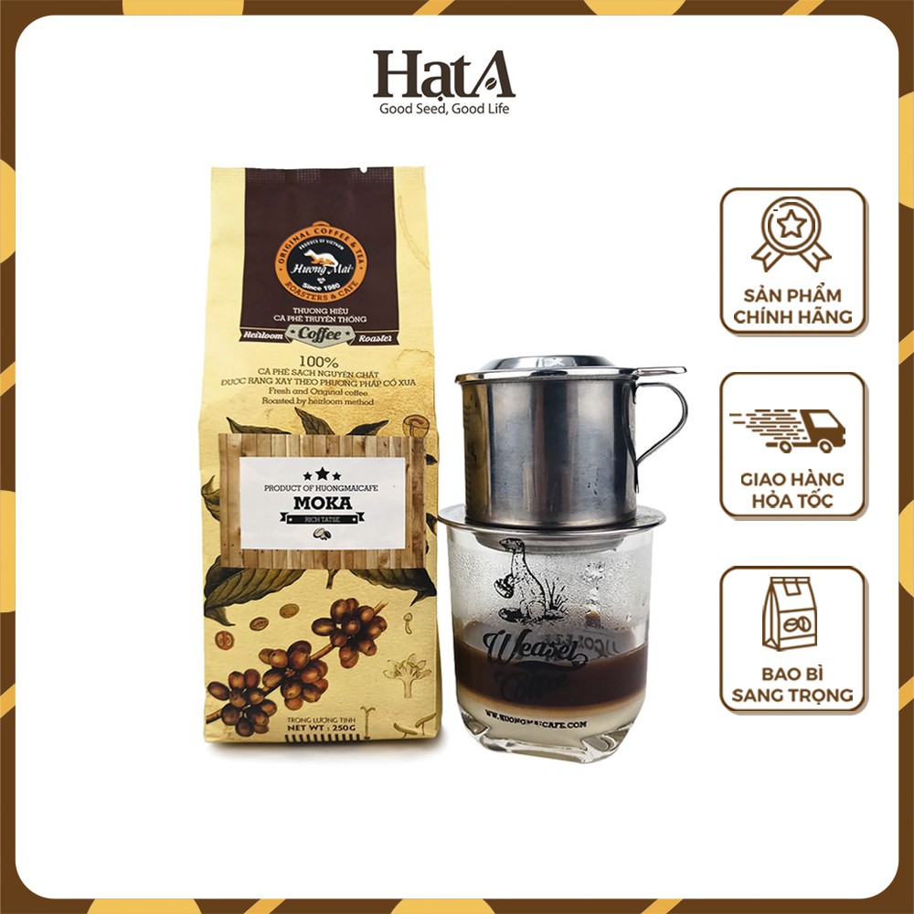 Cà phê rang xay Hương Mai Cafe Moka Rich Taste hạt Arabica nguyên chất 100% 250g