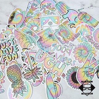 Set hình dán / sticker tone màu pastel tie dye 015.