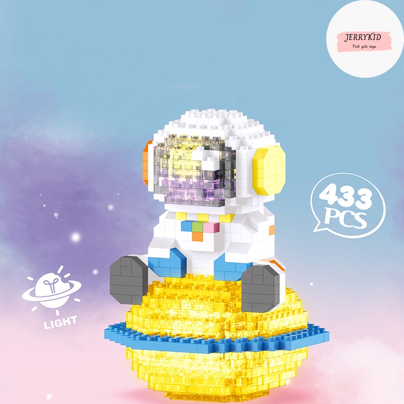 Lego phi hành gia lắp ráp xếp hình lắp ghép mô hình 3d mini cute có đèn phát sáng cho bé trai bé gái - Jerrykid