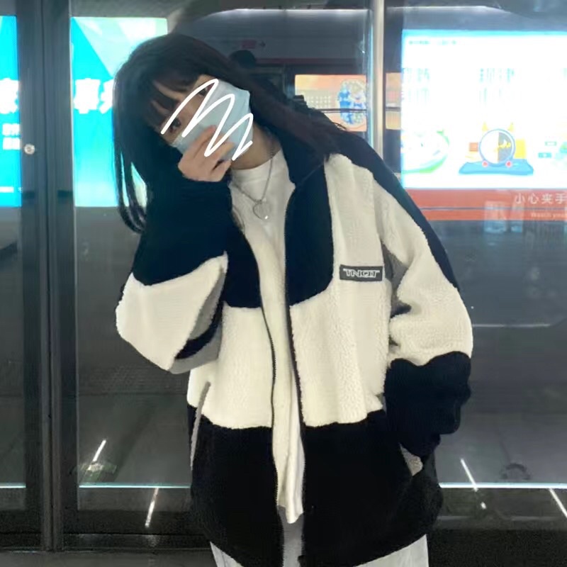 [Ảnh thật] Áo khoác chất lông cừu, bông form rộng nam nữ 1 lớp | BigBuy360 - bigbuy360.vn