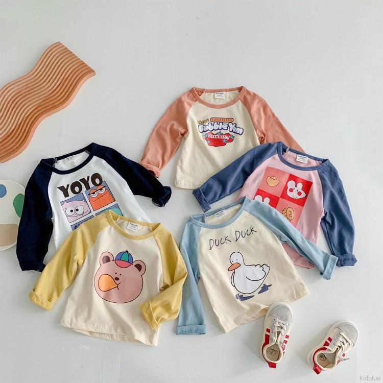 Áo thun dài tay in họa tiết hoạt hình đáng yêu xinh xắn cho bé