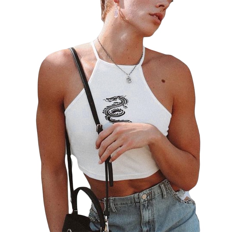 Áo croptop sát nách INCERUN ôm dáng in họa tiết cá tính thời trang mùa hè cho nam