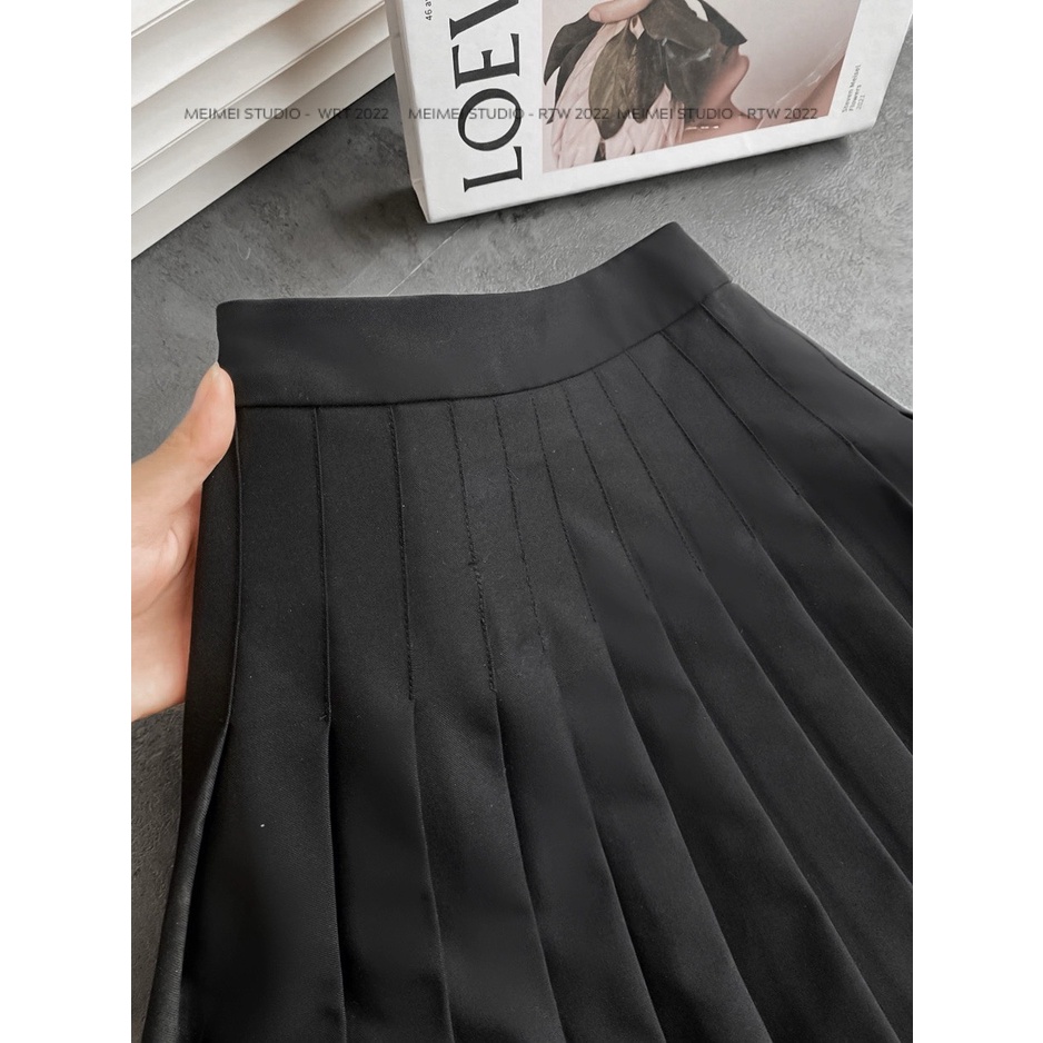 Set đồ nữ Koi thêu đính viền cổ - Áo cổ vest tay cộc ôm eo, chân váy xếp ly nhỏ - Mặc đi làm | XKSB11 | MeiMei Studio