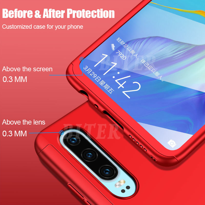 Ốp điện thoại bảo vệ 360 độ phối kính cường lực cho Oppo A12 A7 A5 A5S A3S A9 A5 2020 F7 F9 Realme C11