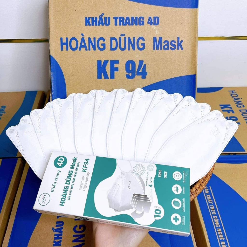Khẩu Trang 4D KF94 Hoàng Dũng Mask Kháng Khuẩn Chống Bụi Mịn Công Nghệ Hàn Quốc Sét 10 KT10
