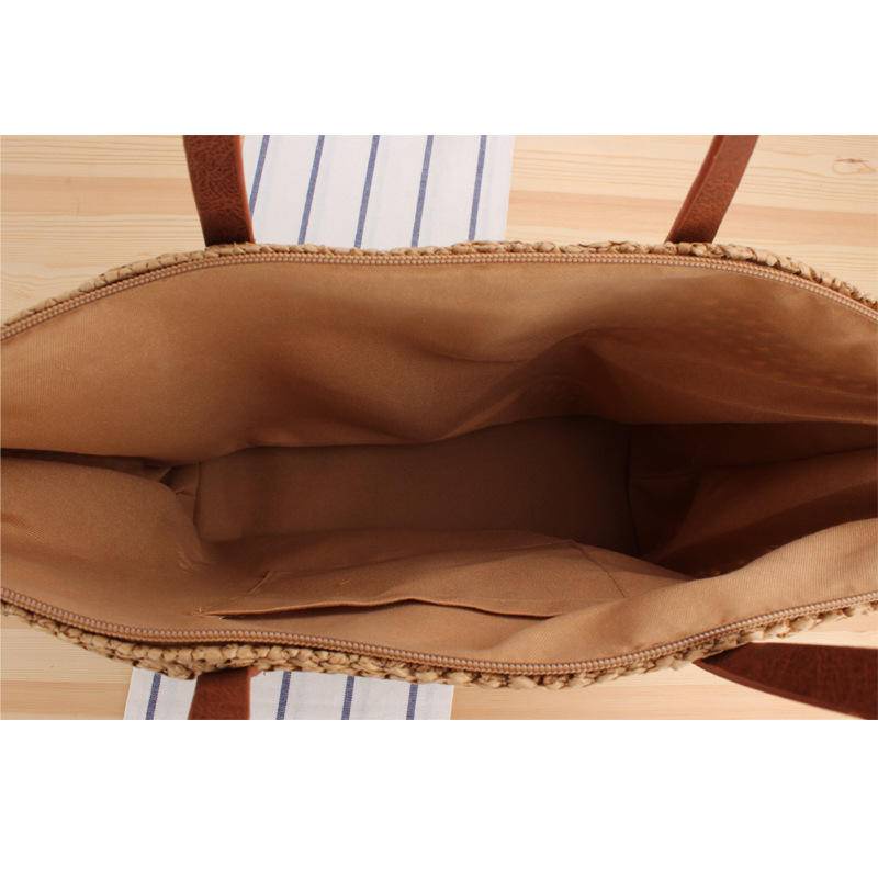 Túi Xách Đan Rơm Màu Trơn Thiết Kế Đơn Giản Phong Cách Nhật Hàn Thời Trang Cho Nữ