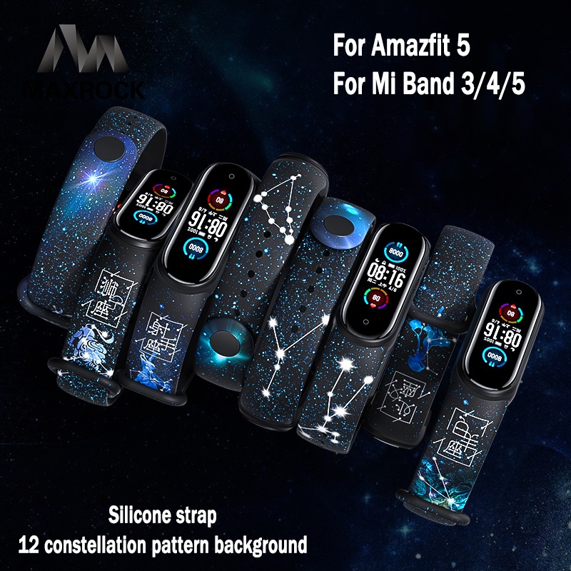 Dây Đeo Thay Thế Chất Liệu Silicon In Họa Tiết Cho Xiaomi Mi Band 5 4 3 Mi Band 3 4 5