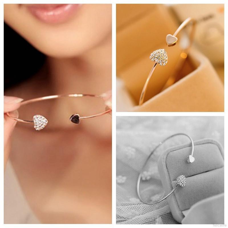 Vòng hợp kim trái tim đính đá xinh xắn