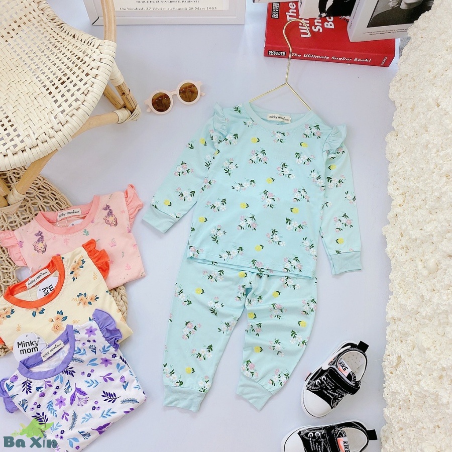 (9-19KG)ĐỒ BỘ ĐỒ NGỦ CÁNH TIÊN DÀI TAY THUN LẠNH CHO BÉ GÁI MẶC NHÀ MINKYMOM BỀN MÀU, KHÔNG CHẢY VẢI, KHÔNG XÙ LÔNG