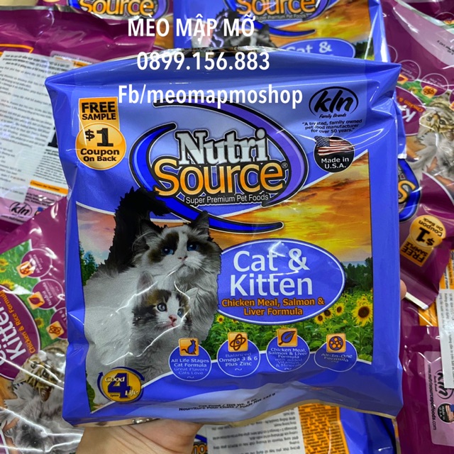 NUTRISOURCE CAT KITTEN CHICKEN SALMON ( gà- cá hồi )