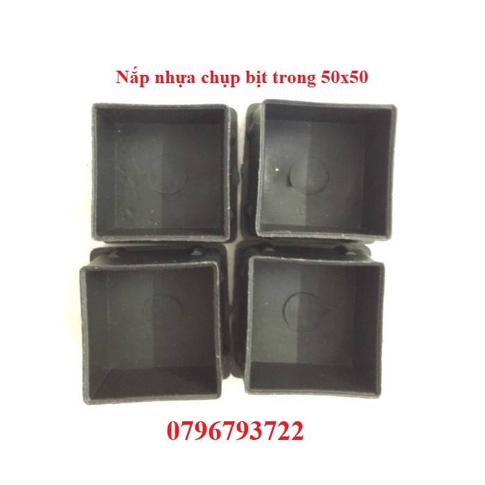 Bộ 10 cái nắp chụp nhựa vuông 50x50_bịt trong chân bàn ghế, nút chân chống xước, bịt trong chân ống sắt, nút nhựa