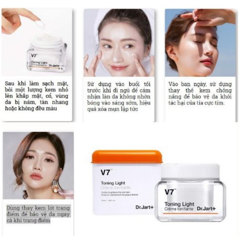 [Chính Hãng] Kem Dưỡng Trắng Da - Kem Dưỡng Da Chuyên Sâu Và Ngừa Thâm Nám V7 Toning Dr.jart + 50ml