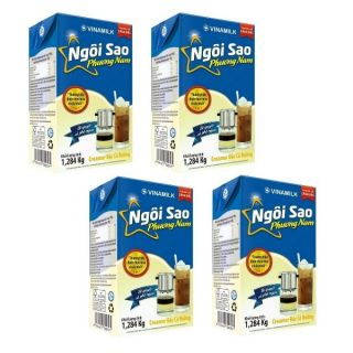 Com bo 4 hộp Sữa đặc Ngôi Sao Phương Nam xanh biển có đường hộp 1.284kg