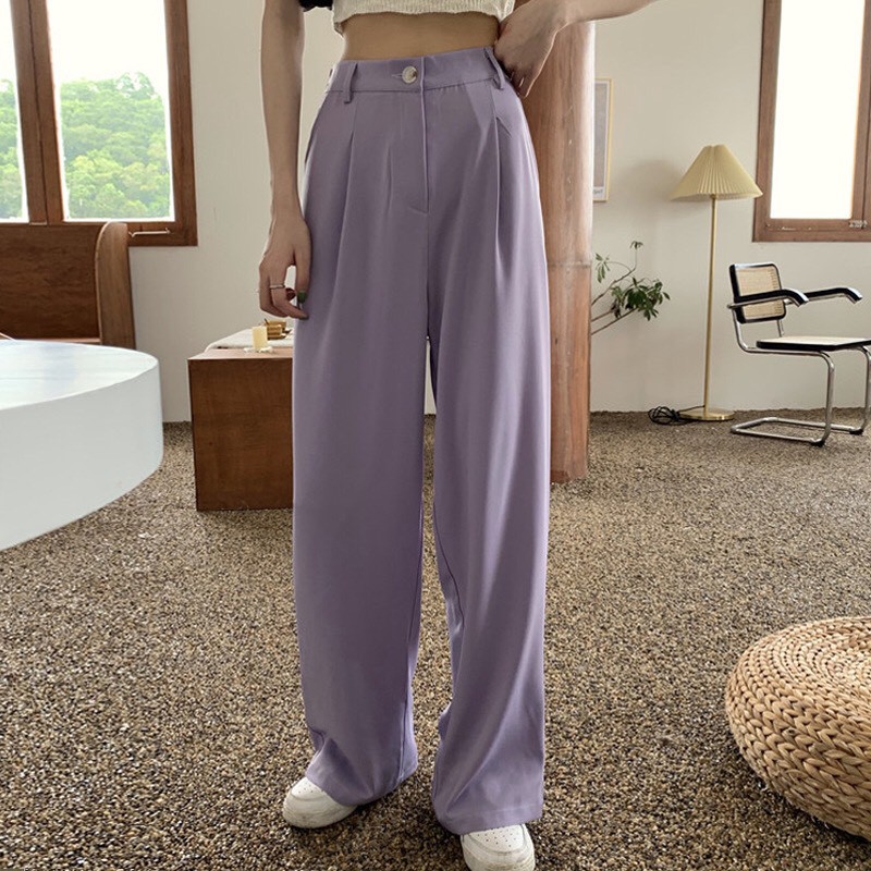 Quần ống rộng, ống xuông kiểu dáng culottes chất liệu tuyết mưa dày dặn cao cấp thời trang nữ mã QORCLOT