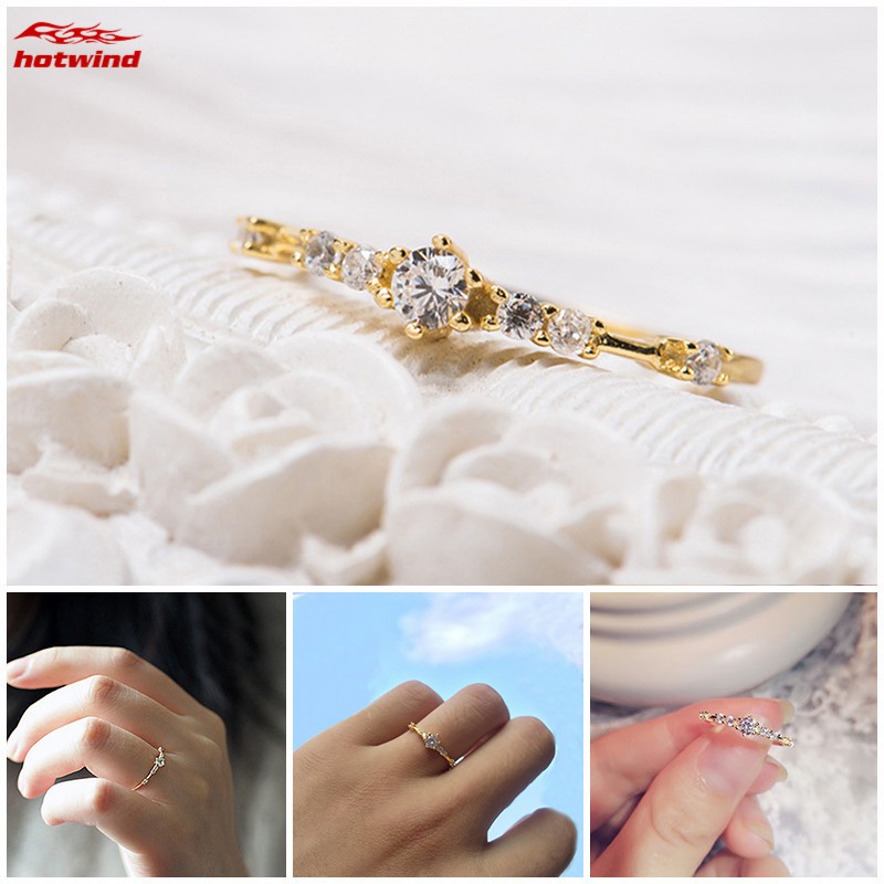 Nhẫn đính đá kiểu dáng đơn giản thanh lịch cho nữ