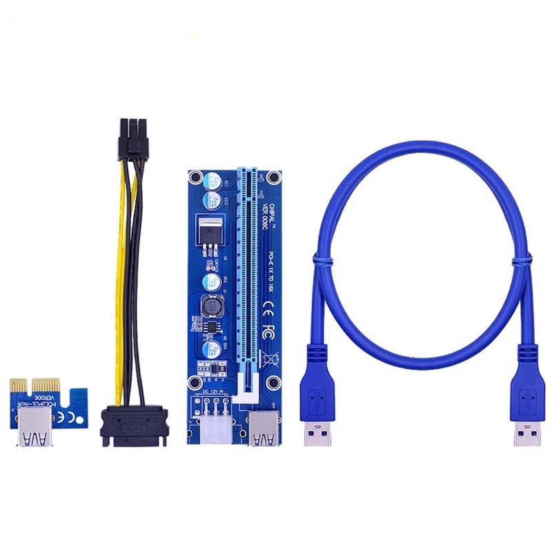 Thẻ nâng cấp PCI-E 006c 1X sang 16x30cm USB 3.0 SATA sang 6Pin | BigBuy360 - bigbuy360.vn