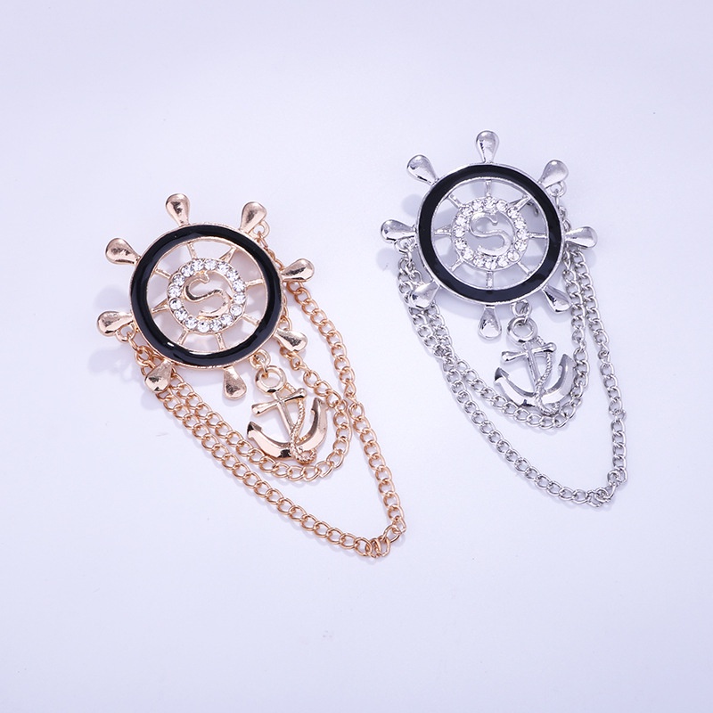 Ghim Cài Áo Hình Mỏ Neo Đính Đá Thời Trang Cho Nam