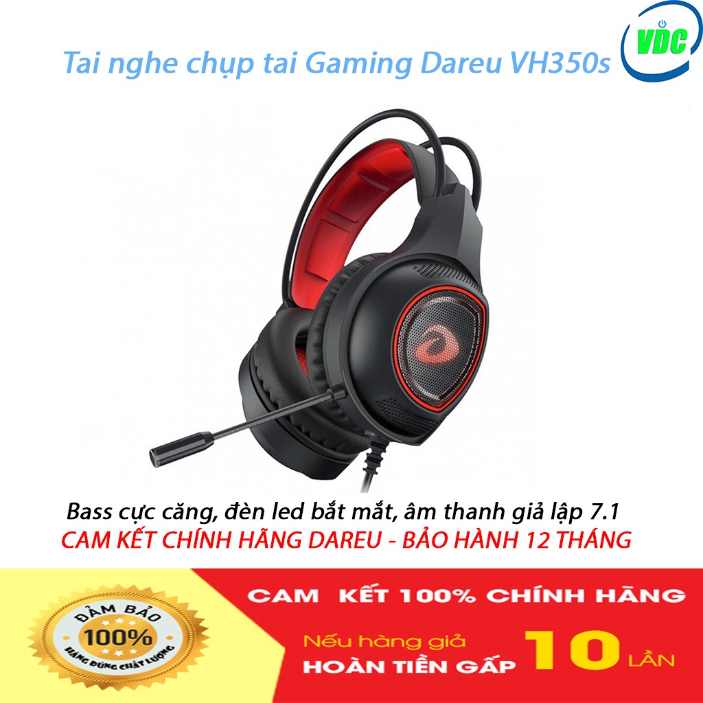 Tai nghe chụp tai Gaming Dareu VH350s - Âm thanh giả lập 7.1 - Bass siêu căng - Bảo hành 24 tháng | WebRaoVat - webraovat.net.vn