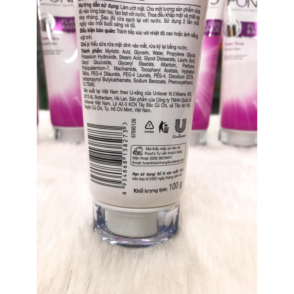 Sữa rửa mặt trắng da cao cấp POND'S Flawless Radiance Whitening Facial Foam 100g Mẫu Mới | BigBuy360 - bigbuy360.vn