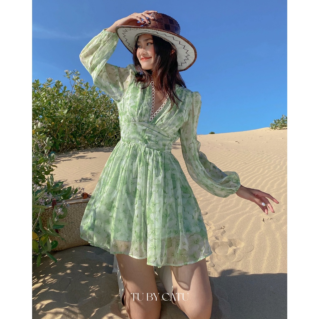 TUBYCATU | Jumpsuit họa tiết xanh floral green