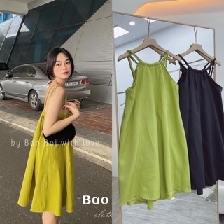 Dọn kho bán lỗ - Đầm yếm xanh bơ dây tết, đầm dáng suông thiết kế cực sang chảnh du lịch R