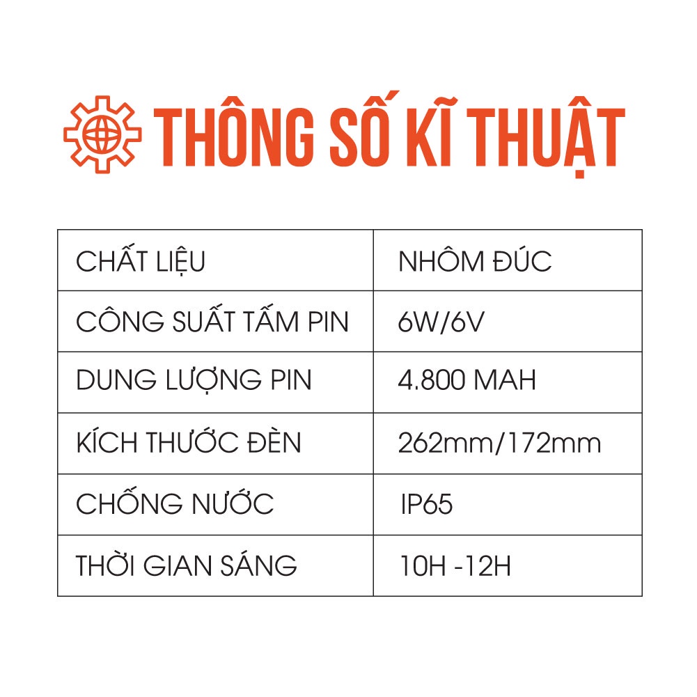 Bóng đèn năng lượng mặt trời trang trí trụ cổng sân vườn, chống nước tiêu chuẩn IP67, bảo hành 24 tháng, lỗi 1 đổi 1