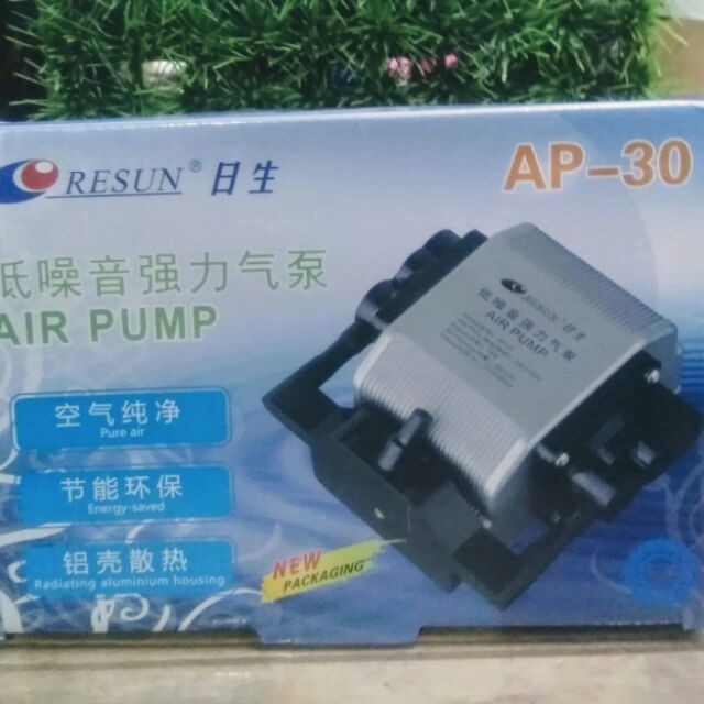 [Mã PETMST5 giảm 10% đơn 199K] Máy Oxy Resun/Aquablue AP30 (16W - 30Lít/Phút) - Vỏ Nhôm Siêu Êm Siêu Mạnh