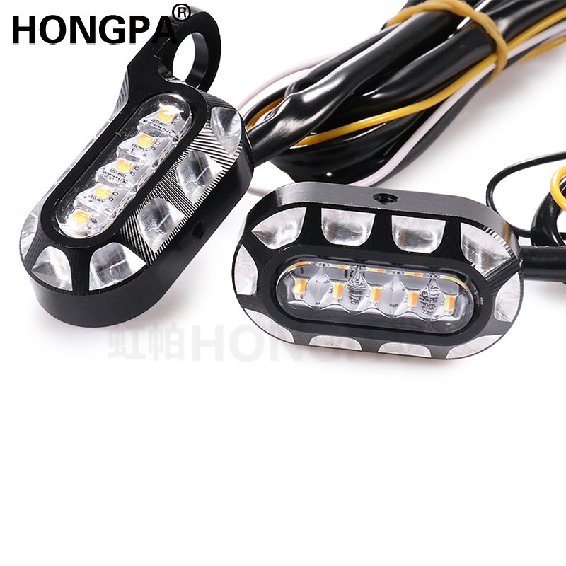 Đèn LED Xi Nhan 12V Chất Liệu Hợp Kim Nhôm Màu Hổ Phách Gắn Tay Lái Xe Mô Tô