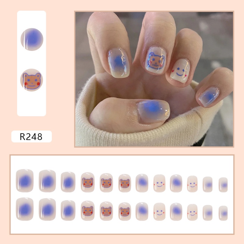 [Hàng mới về] Set 24 móng tay giả thiết kế thời trang xu hướng có keo dán nhiều mẫu mã tùy chọn