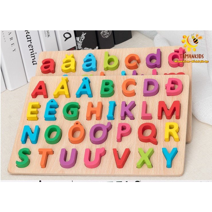 Bảng chữ cái Tiếng Việt,bảng số bằng gỗ NỔI cho bé SIZE TO