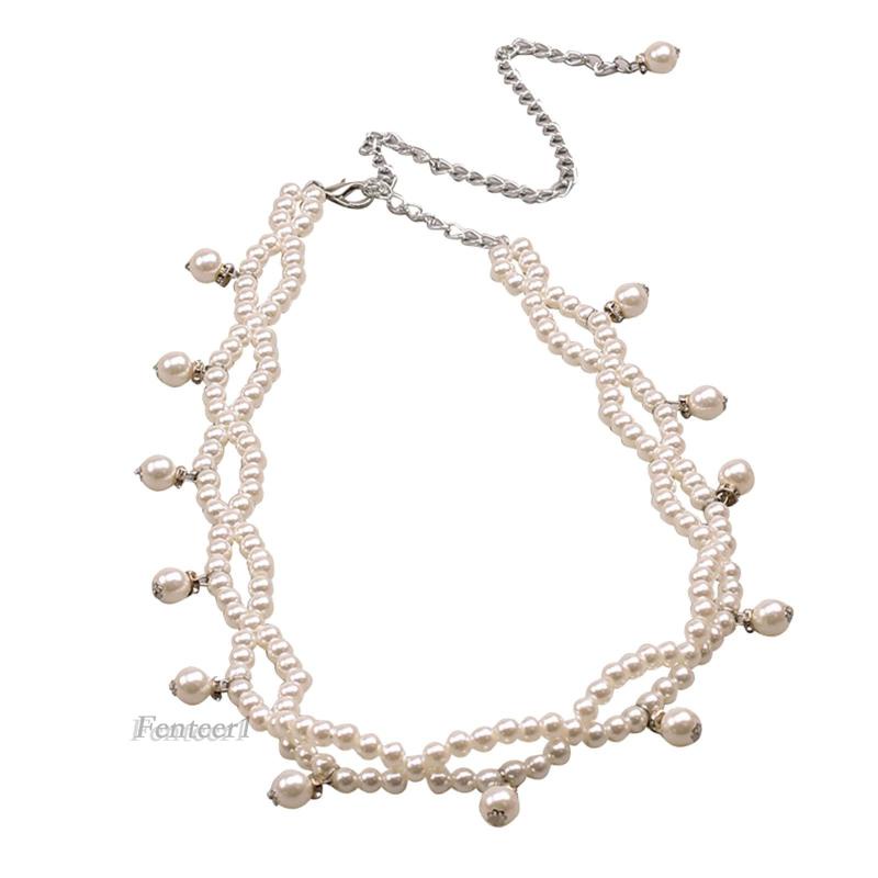 [Fenteer1] Thắt Lưng Đính Ngọc Trai Thanh Lịch Kèm Tua Rua Phụ Kiện Hóa Trang / Nhảy