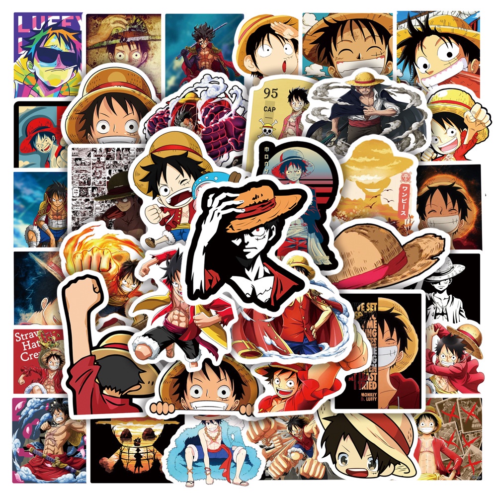 Set 50 Stickers Luffy One Piece Chống Thấm Nước Dán Vali, Mũ Bảo Hiểm, Laptop, Guitar, Ván Trượt, Bình Nước,...