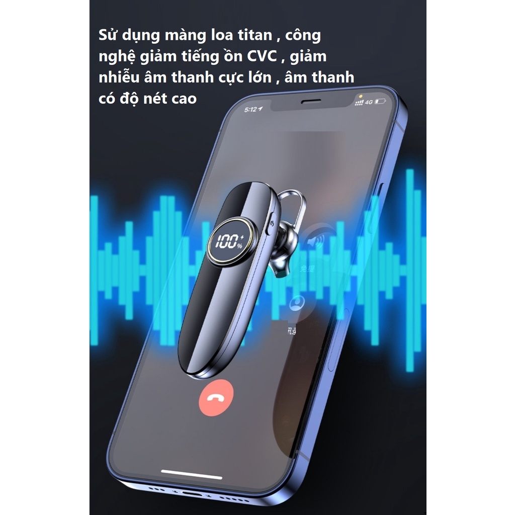 Tai Nghe Bluetooth X15 Chip 5.2 Pin 300mAh Đàm Thoại - Nghe Nhạc Từ 20 - 40 Giờ Tùy Theo Mức Âm Lượng ,  Led Báo % Pin.